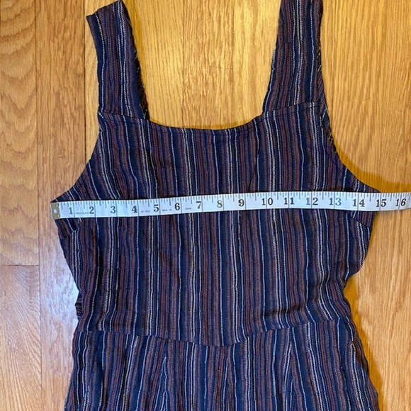 Moon River Womens XS Wide Leg Navy Blue Striped Cotton Backless Jumpsuit Romper - Picture 10 of 11